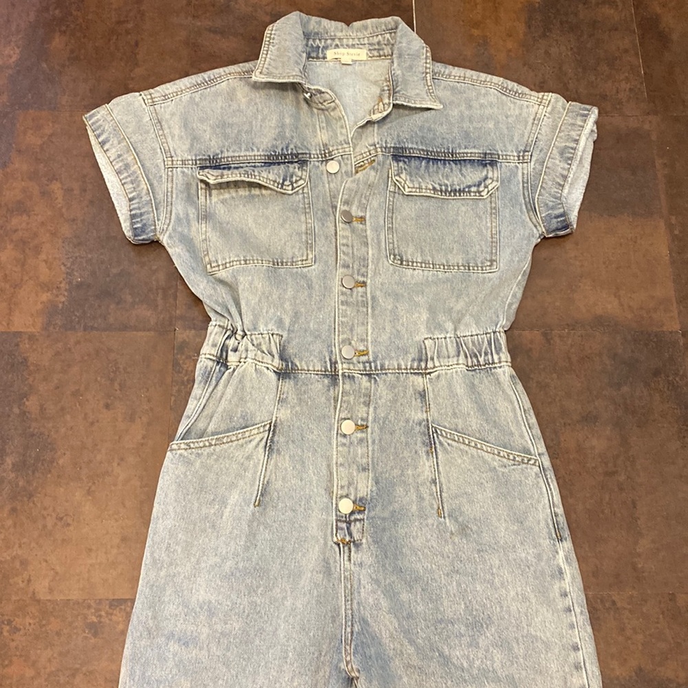 Shop Stevie boiler suit coverall denim jumpsuit size Medium